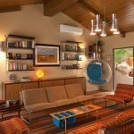 Diseño de una habitación con un interior al estilo de los años 60.