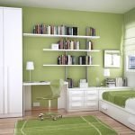 Dormitorio para un adolescente en colores verdes.