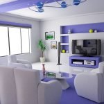 Habitación blanca y morada