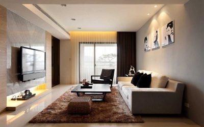 Salón de diseño interior de 19 metros cuadrados. m