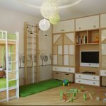 Área de juegos en la guardería para dos niños.