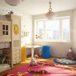Habitación infantil con ventana grande.