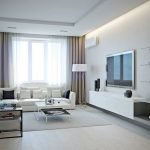 Sala de estar con un gran ventanal