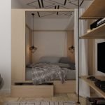 Cama detrás de la puerta corredera