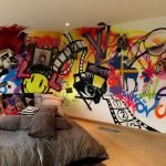 Decoración de paredes en el dormitorio con graffiti