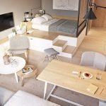Beige claro con madera