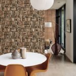 Papel pintado en la cocina con inscripciones