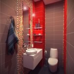 Tonos rojos en el interior del baño.