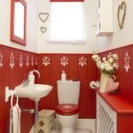 Inodoro de diseño romántico de estilo rojo y blanco
