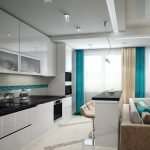 Cocina combinada con sala de estar.