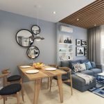 Muebles de madera en el comedor.