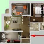 Variante del proyecto de diseño 3D de un apartamento de tres habitaciones.