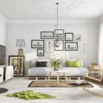 Paredes blancas con acentos brillantes en la habitación.