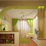 Habitación en colores verde y beige.