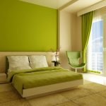 Interior de dormitorio verde