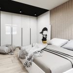 Sofá blanco plegable en el dormitorio