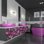 Baño negro y rosa
