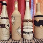 Usando una soga para decorar una botella