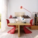Acentos rojos en un interior blanco.