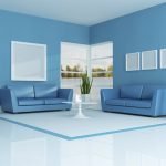 Salón en tonos azules.