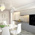 Mesa blanca con sillas en la cocina