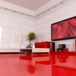Piso rojo en el pasillo