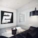 Negro en el interior de una pequeña sala de estar.