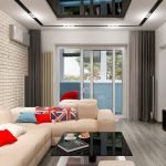 Ventana con cortinas marrones