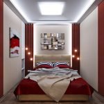 Dormitorio blanco y rojo