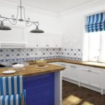 Cortinas a rayas en la cocina