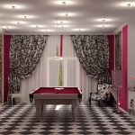 Piso de ajedrez en la sala de billar