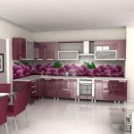 Flor de cerezo en diseño de cocina