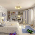 Dormitorio blanco y azul para niño