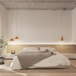 Dormitorio interior con una cama grande