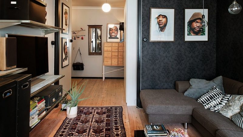 Idisenyo ang isang silid-tulugan na apartment 44 sq m