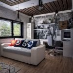 Habitación pequeña para adolescentes con sofá