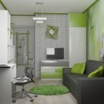 Habitación verde gris