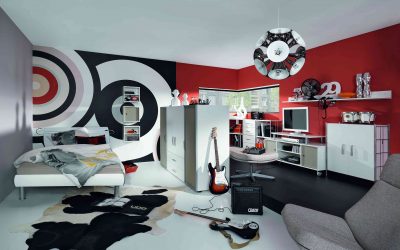 Diseño e ideas interiores para una sala juvenil.