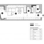 Disposición de un apartamento con muebles.