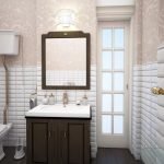 Papel pintado beige en el baño