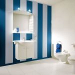 Baño azul y blanco