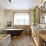 Baño negro junto a la ventana