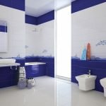 Azulejos azules en un baño blanco