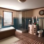 Baño marrón con ventana