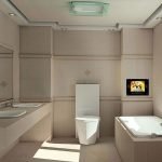 Baño beige con ventana.