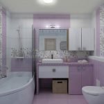 Azulejos lilas pálidos en el baño