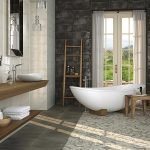 Baño con ventana de piso