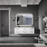 Muebles colgantes en el baño.