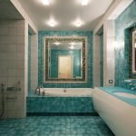 Baño turquesa gris
