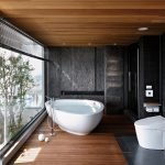 Baño de esquina blanco